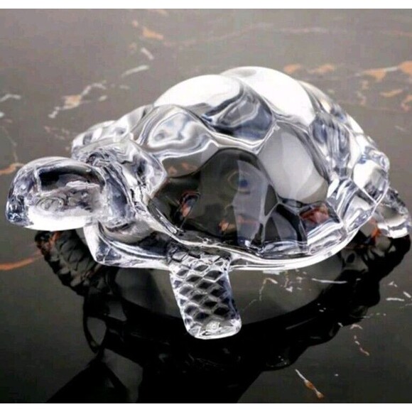 New Tortoise Crystal Glass Turtle Figurine Clear Feng Shui Peace - Picture 5 of 7